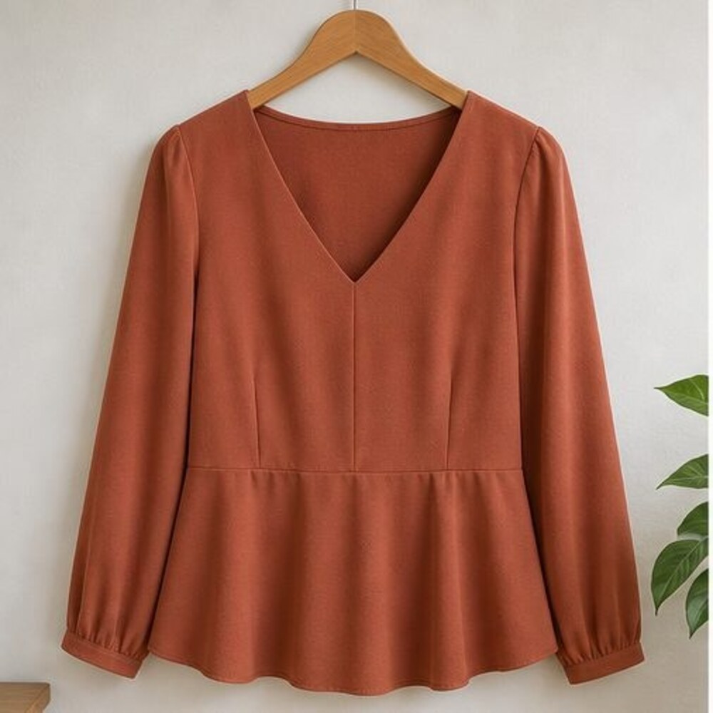 Rust V Neck Top